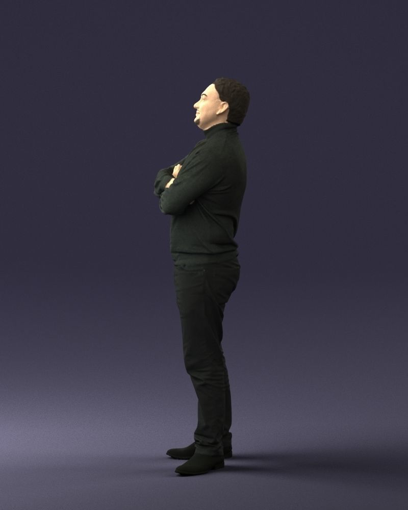 Bearded man sweater 0699 3D model_9