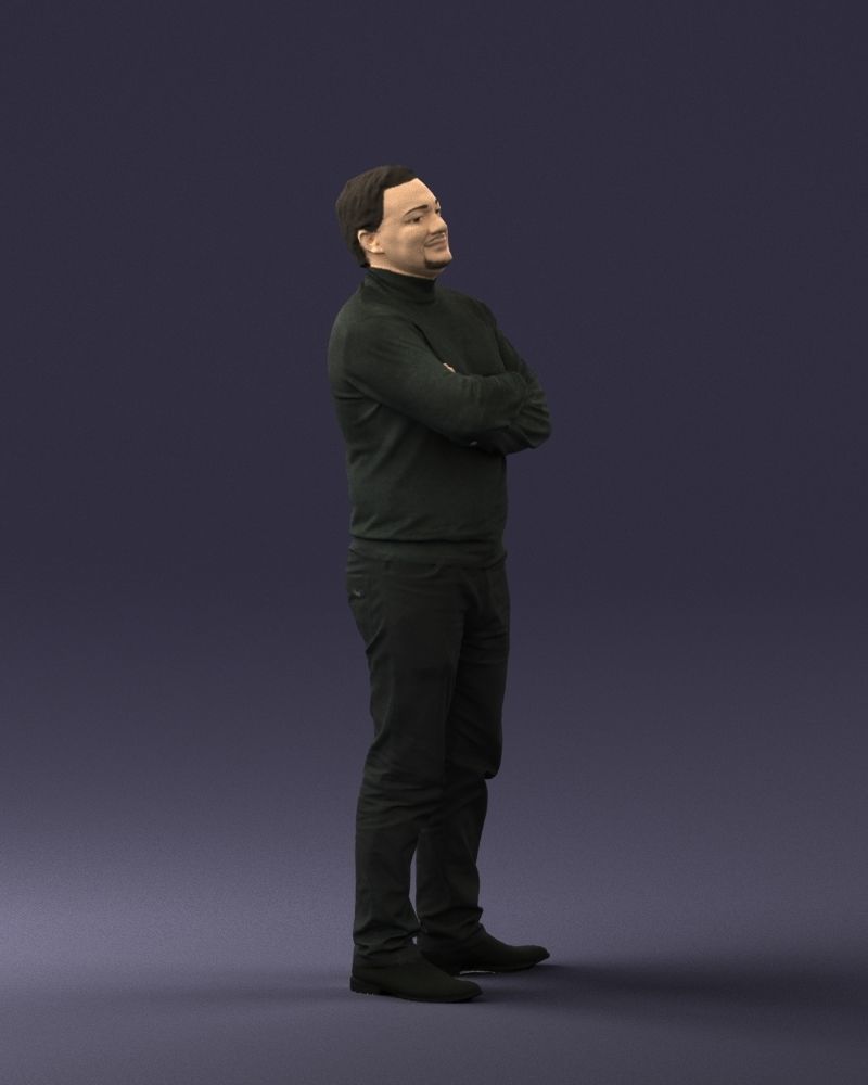 Bearded man sweater 0699 3D model_30