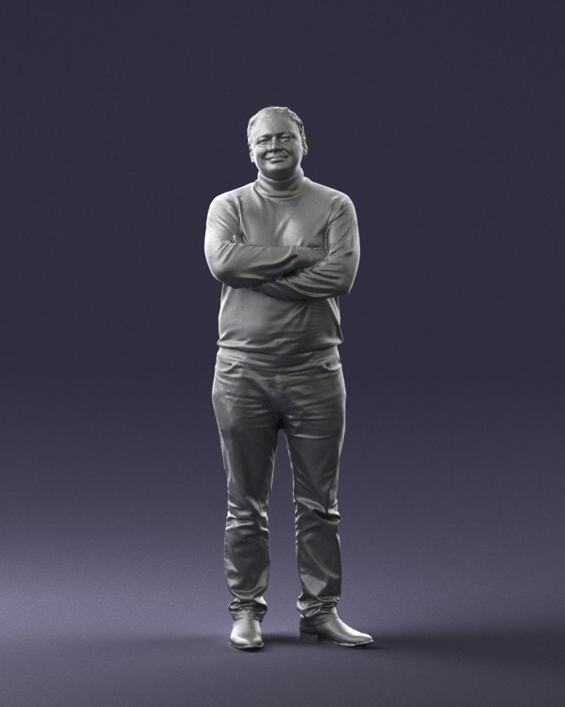 Bearded man sweater 0699 3D model_37