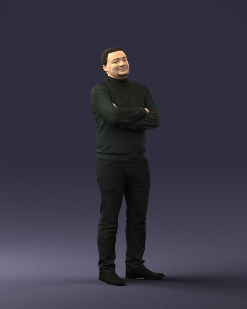 Bearded man sweater 0699 3D model_33