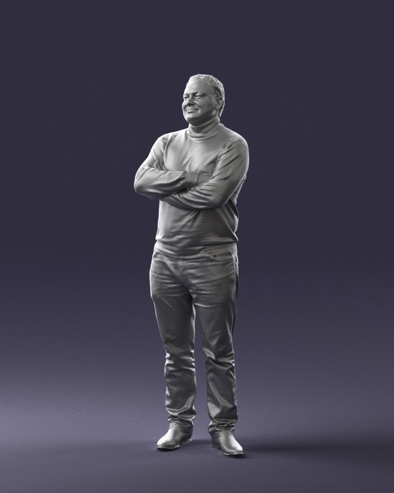 Bearded man sweater 0699 3D model_4