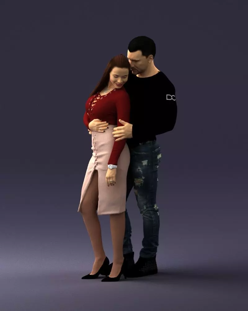 000652 Romantic Couple Figure STL 3D Scan 3D print model