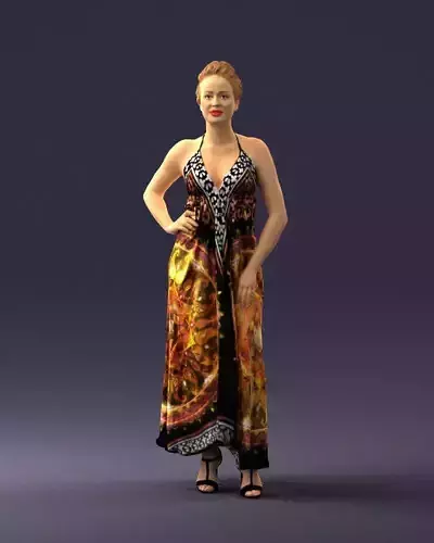 Beautiful girl in a bright dress 0299 3D Print Ready