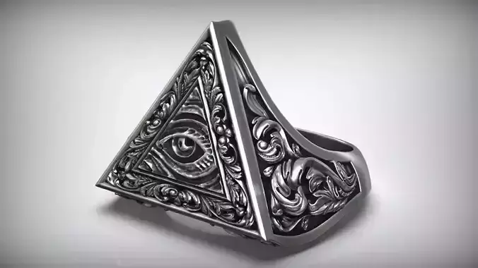 Eye Of Providence Illuminati Symbol Floral Pattern Ring 3D print model