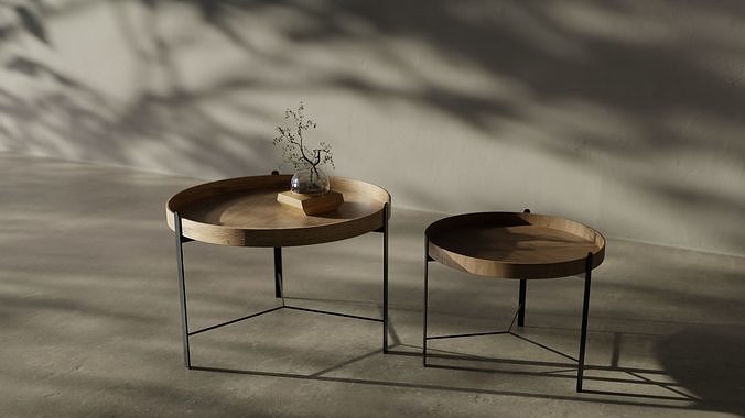 Round Wood Side Table 3D model | CGTrader