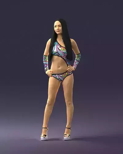Beautiful girl in multicolored swimsuit 0310 3D Print Ready