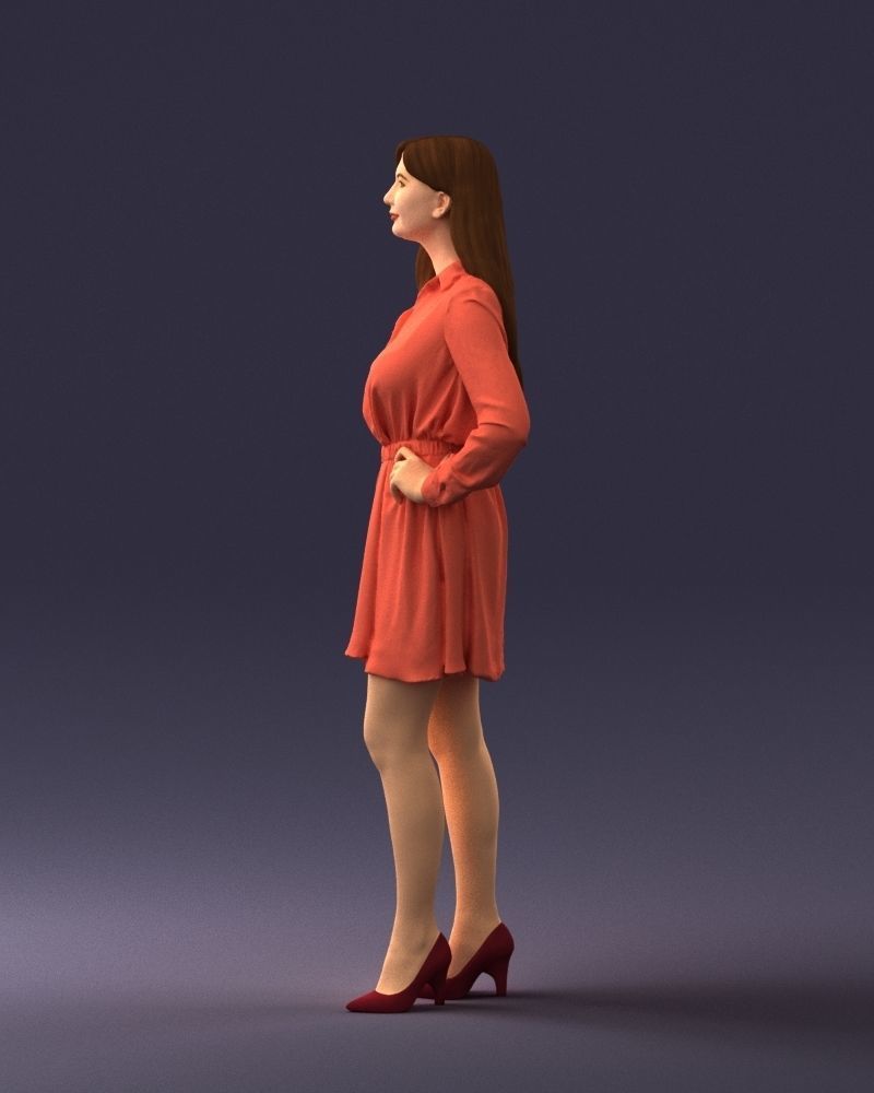 000275 Beautiful Female Model in Red Dress 0628 3dp 3D print model_25