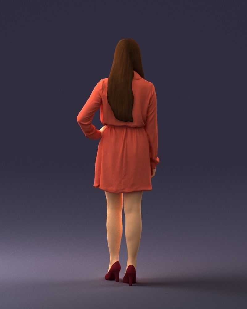 000275 Beautiful Female Model in Red Dress 0628 3dp 3D print model_19
