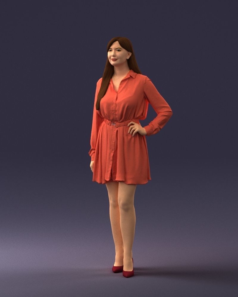 000275 Beautiful Female Model in Red Dress 0628 3dp 3D print model_31