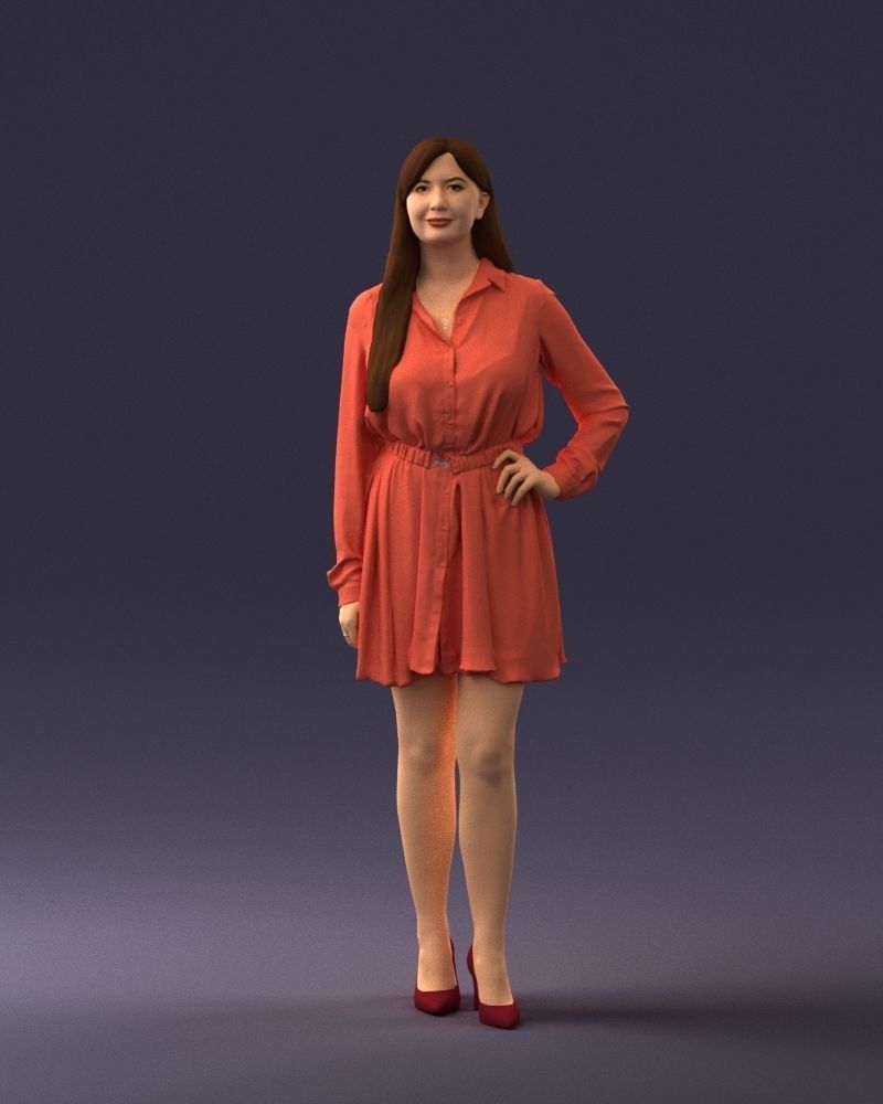 000275 Beautiful Female Model in Red Dress 0628 3dp 3D print model_34
