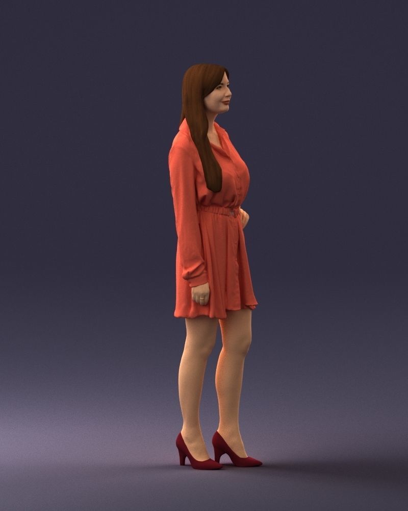 000275 Beautiful Female Model in Red Dress 0628 3dp 3D print model_10