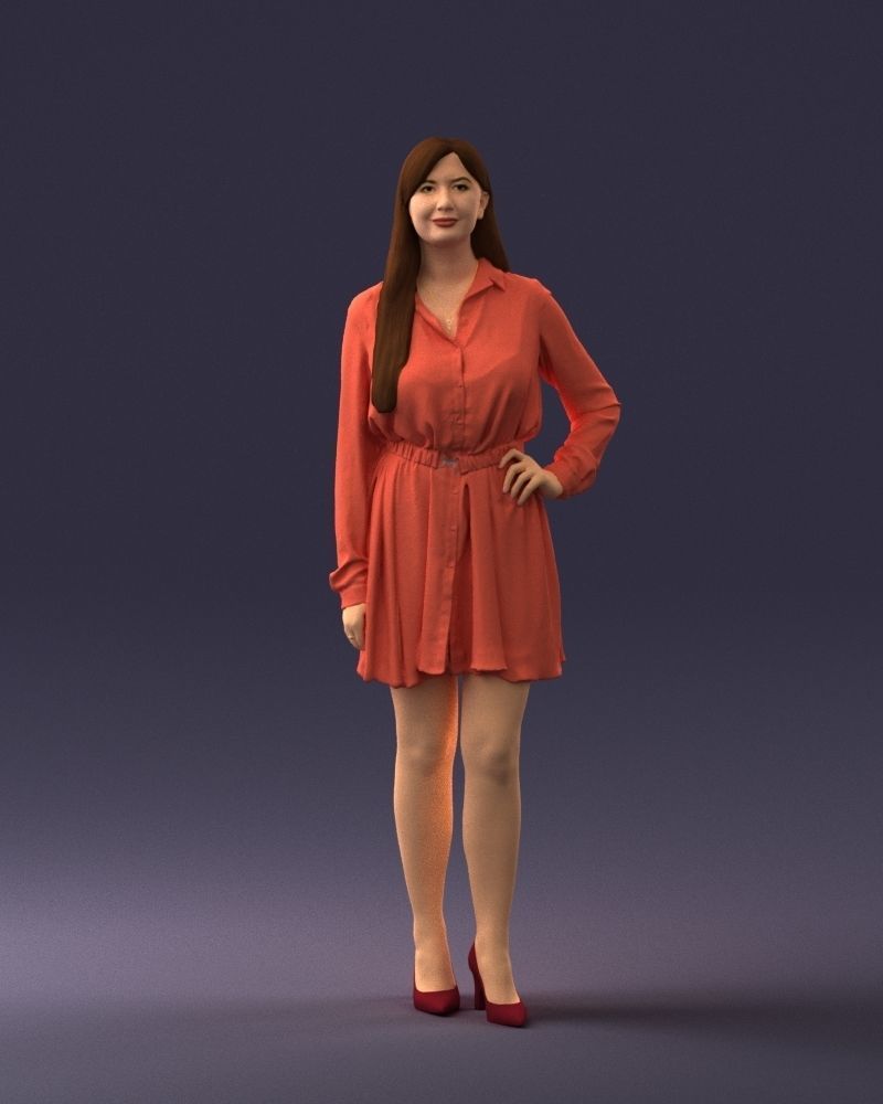 000275 Beautiful Female Model in Red Dress 0628 3dp 3D print model_37