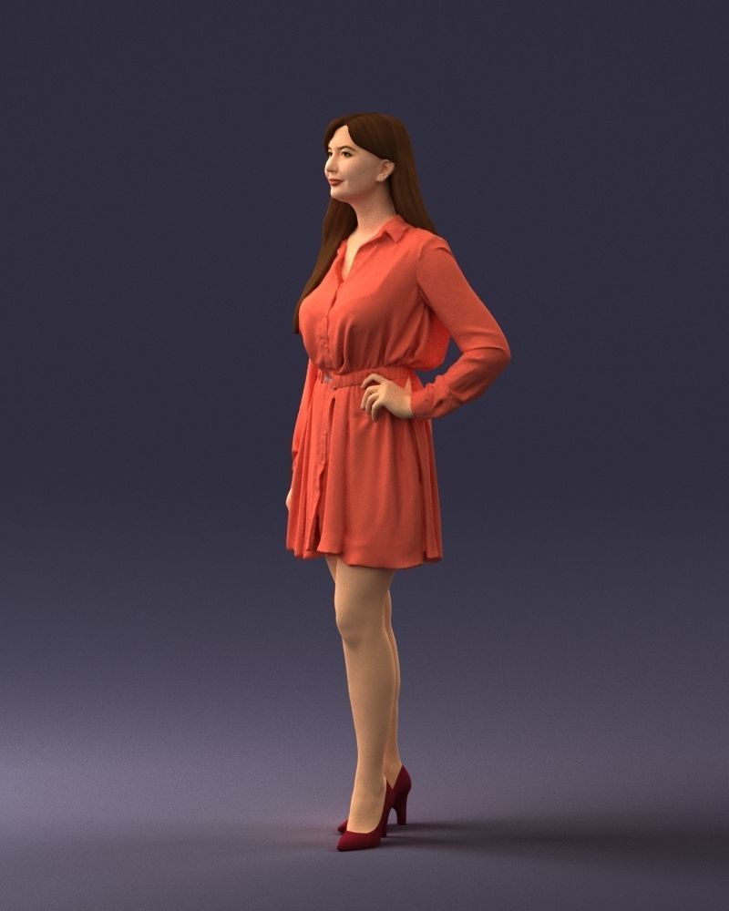 000275 Beautiful Female Model in Red Dress 0628 3dp 3D print model_28