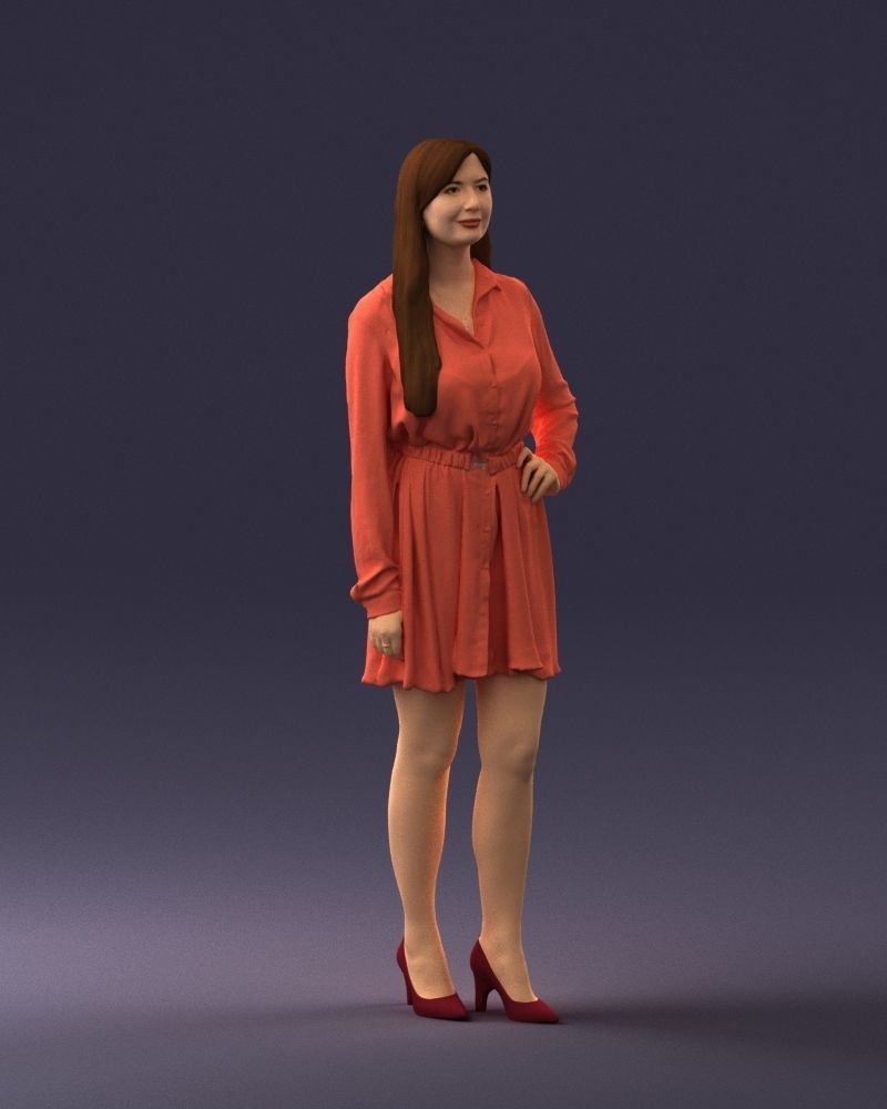 000275 Beautiful Female Model in Red Dress 0628 3dp 3D print model_7