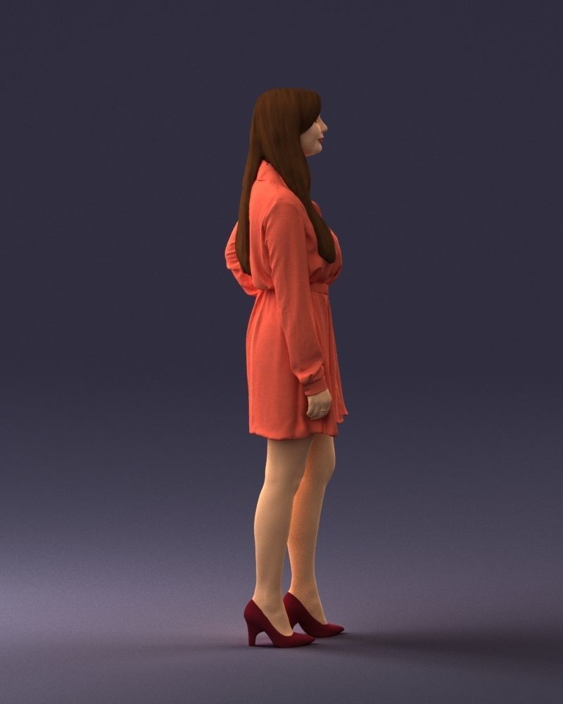000275 Beautiful Female Model in Red Dress 0628 3dp 3D print model_13