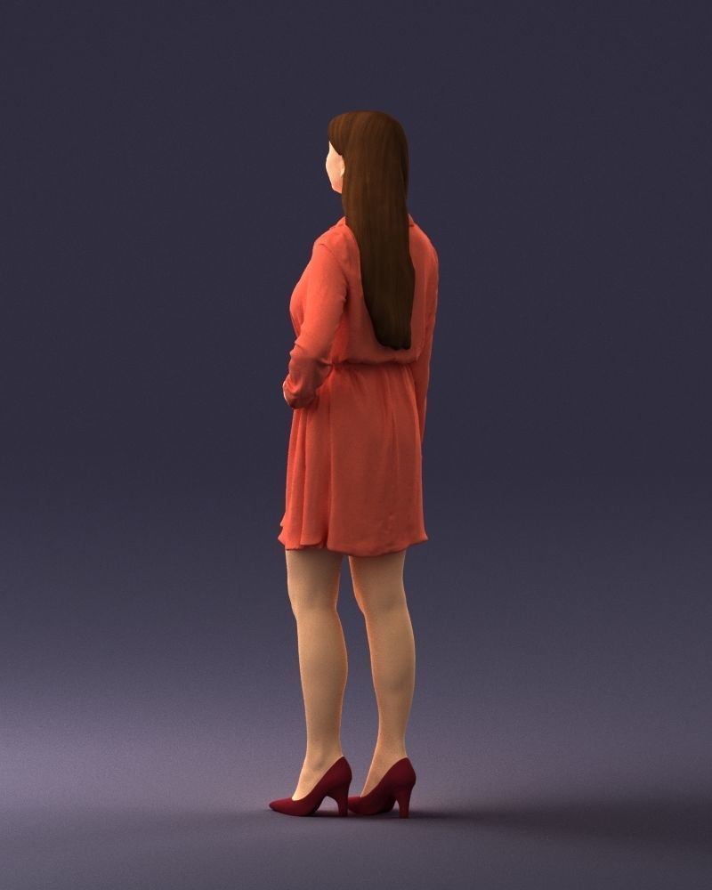 000275 Beautiful Female Model in Red Dress 0628 3dp 3D print model_22
