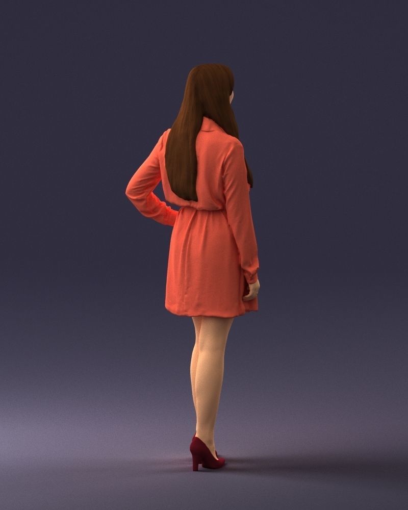 000275 Beautiful Female Model in Red Dress 0628 3dp 3D print model_16