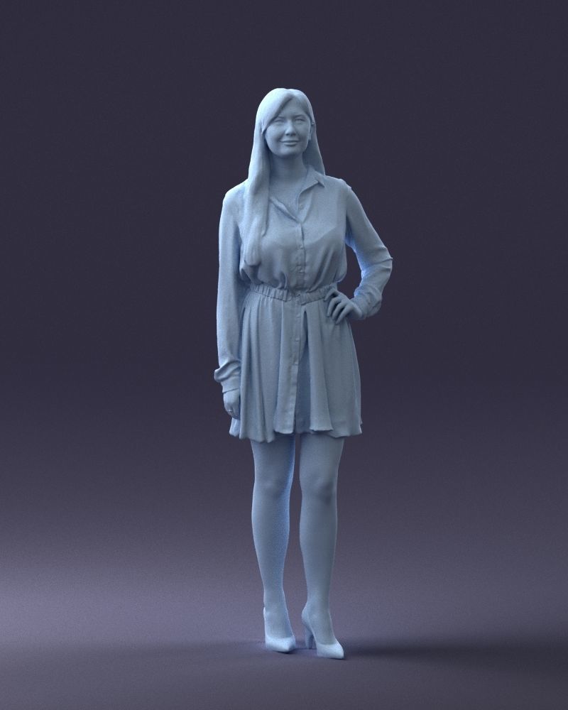 000275 Beautiful Female Model in Red Dress 0628 3dp 3D print model_5