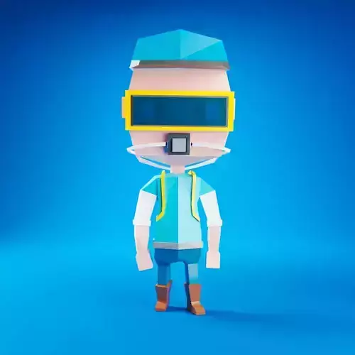 Low Poly Diver Rigged 3D Character model