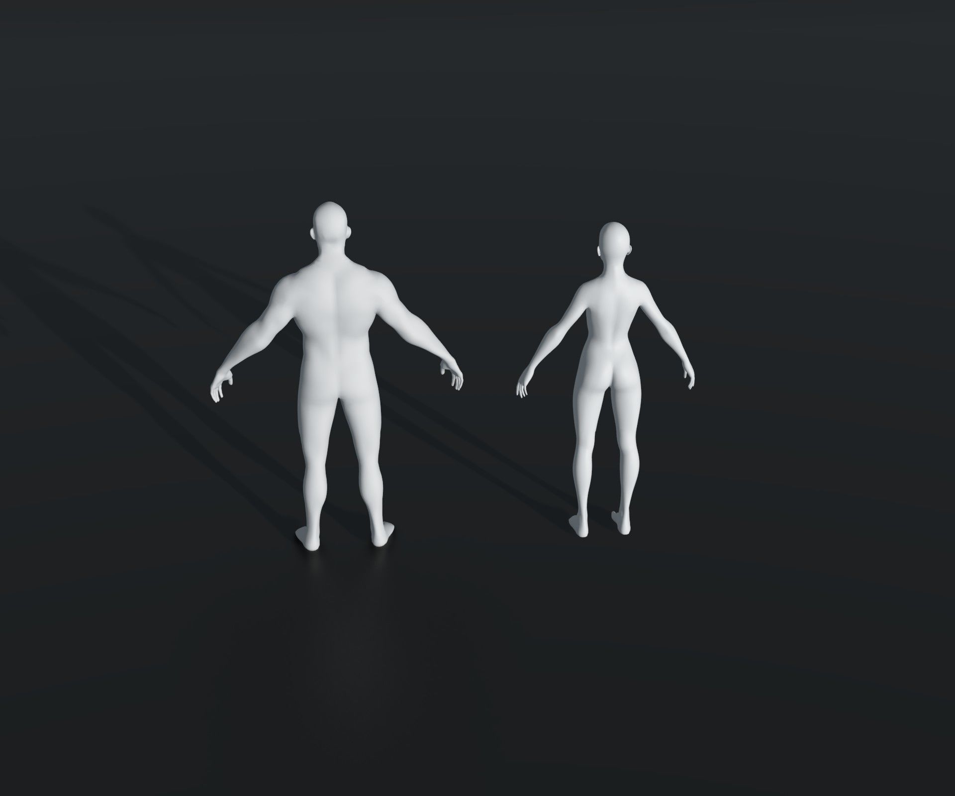 Male Female Body Base Mesh 28 Animations 3D Model 20k Polygons Low-poly 3D model_4