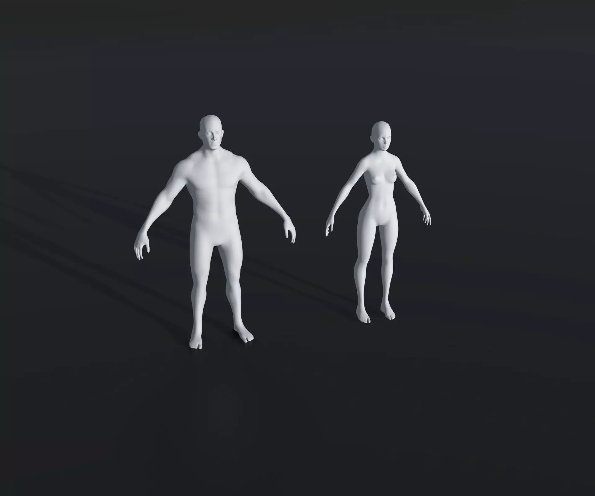 Male Female Body Base Mesh 28 Animations 3D Model 20k Polygons Low-poly 3D model_0