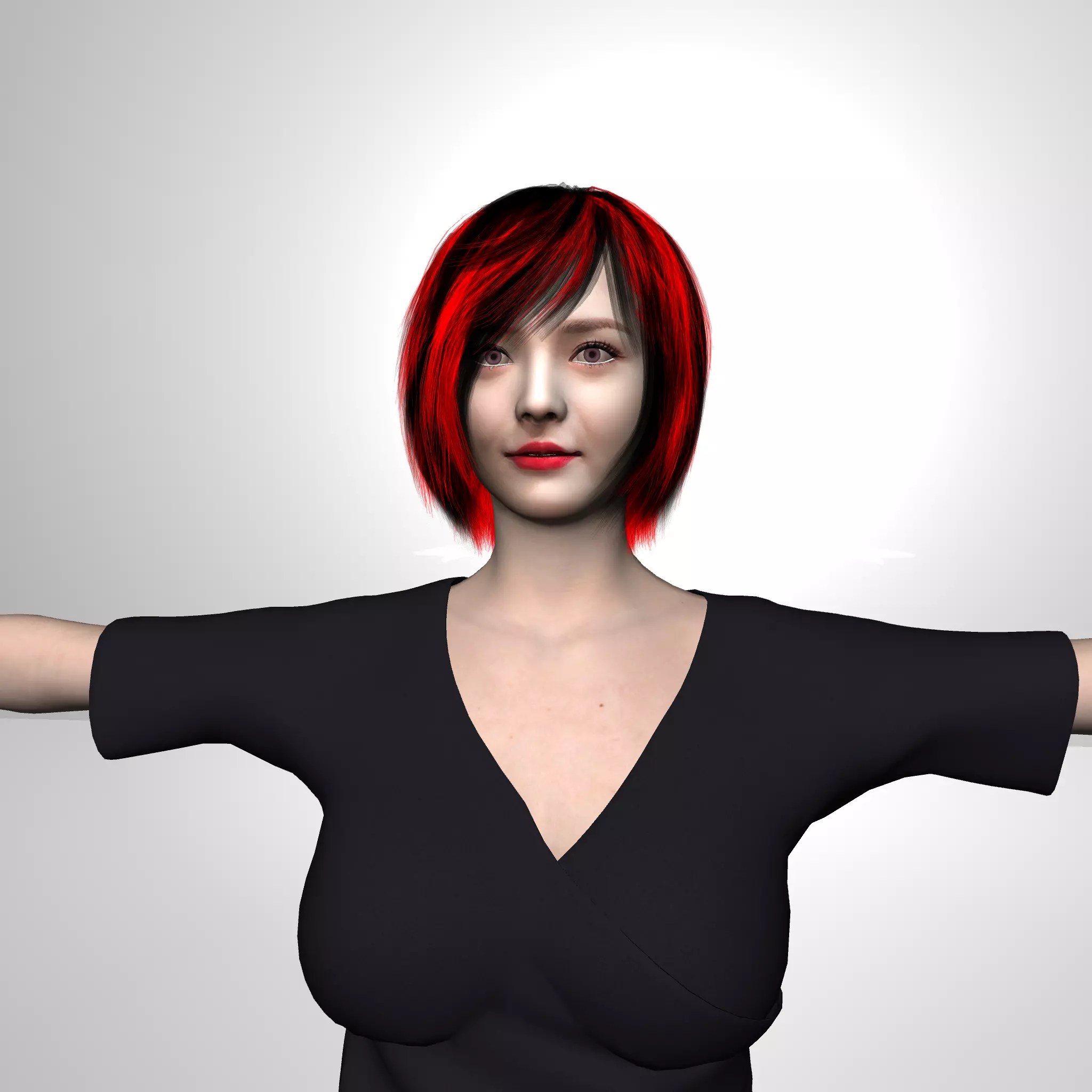 Female character woman full body in dress Free 3D model_0