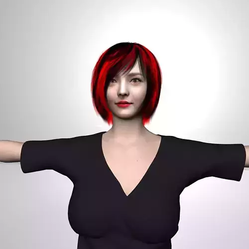 Female character woman full body in dress Free 3D model