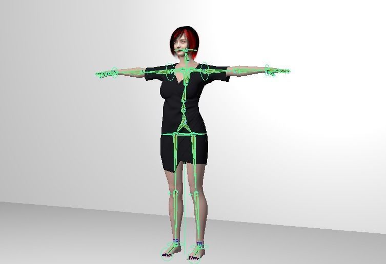 Female character woman full body in dress Free 3D model_5