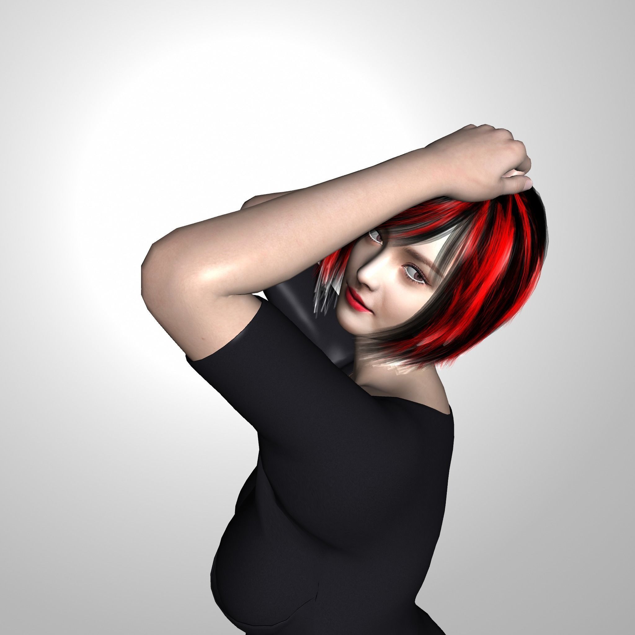 Female character woman full body in dress Free 3D model_4