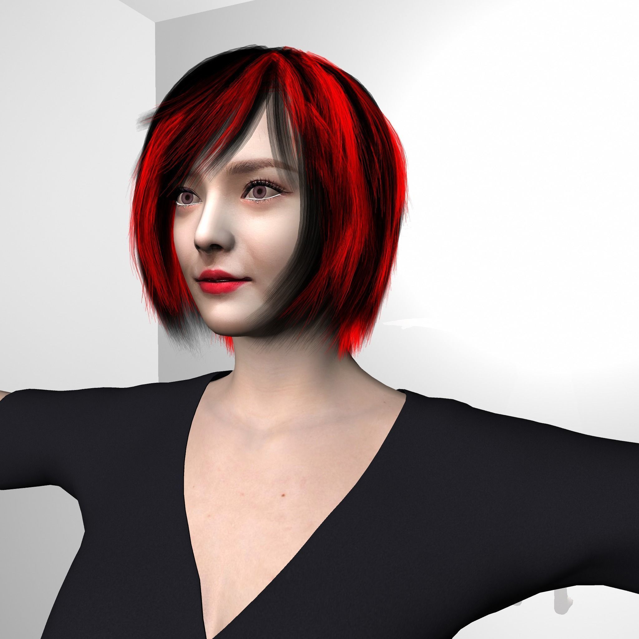 Female character woman full body in dress Free 3D model_3