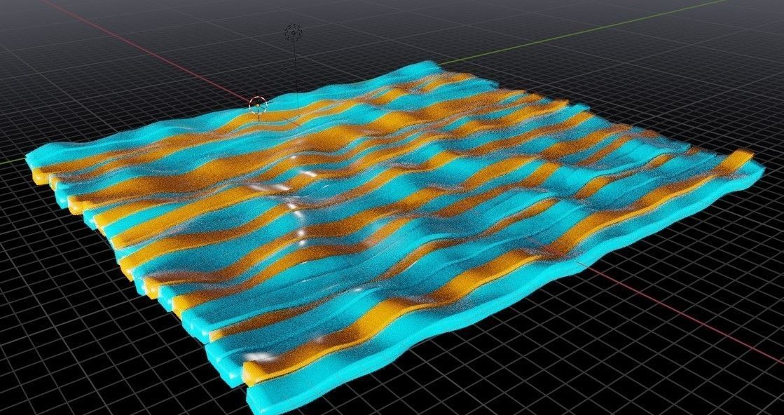 waves 3D piece of cloth Low-poly 3D model_4