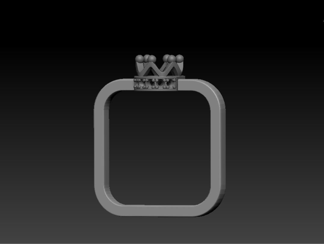 Womens square ring with stones 3D print model_1