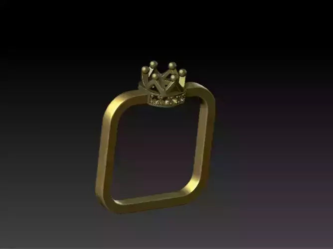 Womens square ring with stones 3D print model Womens square ring with stones 3D print model