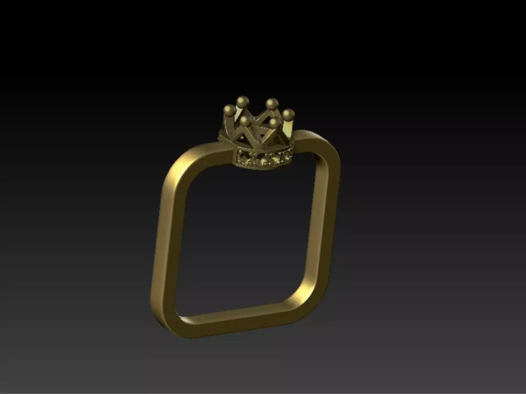 Womens square ring with stones 3D print model_0