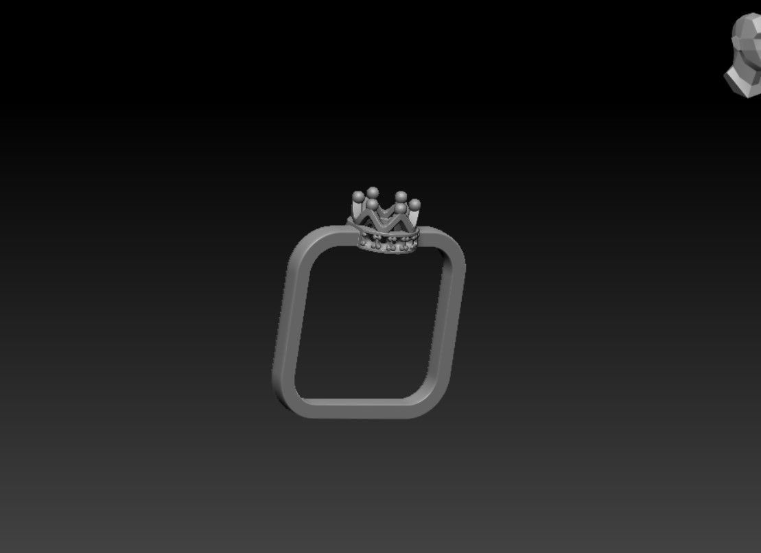 Womens square ring with stones 3D print model_3