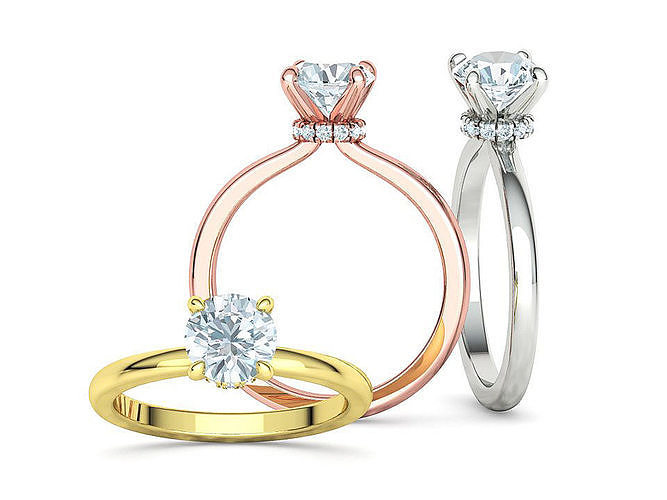 Engagement Ring 1ct Stone Under Halo design bespoke ring 3D print model