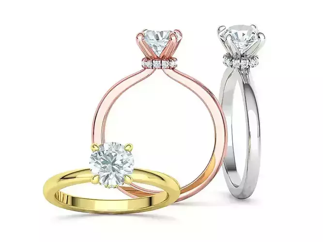 Engagement Ring 1ct Stone Under Halo design bespoke ring 3D print model