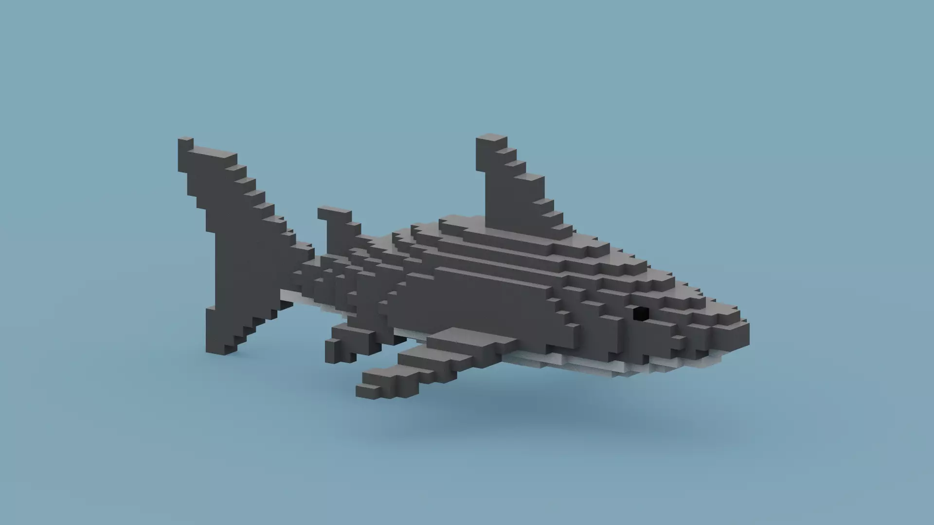 Voxel Shark Low-poly 3D model_0