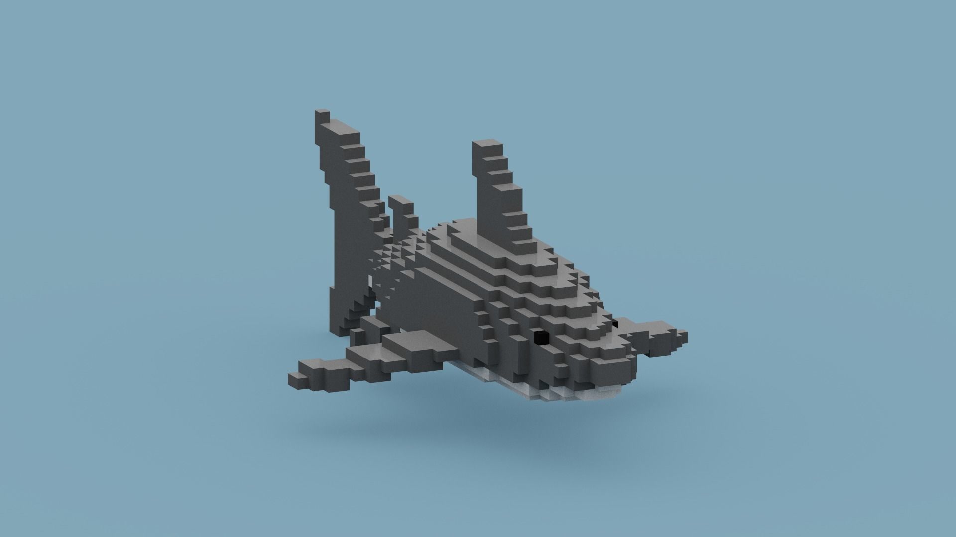 Voxel Shark Low-poly 3D model_1