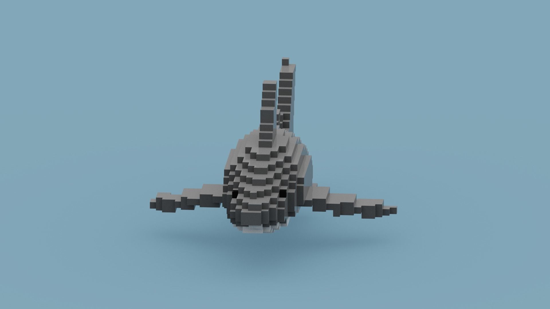 Voxel Shark Low-poly 3D model_2