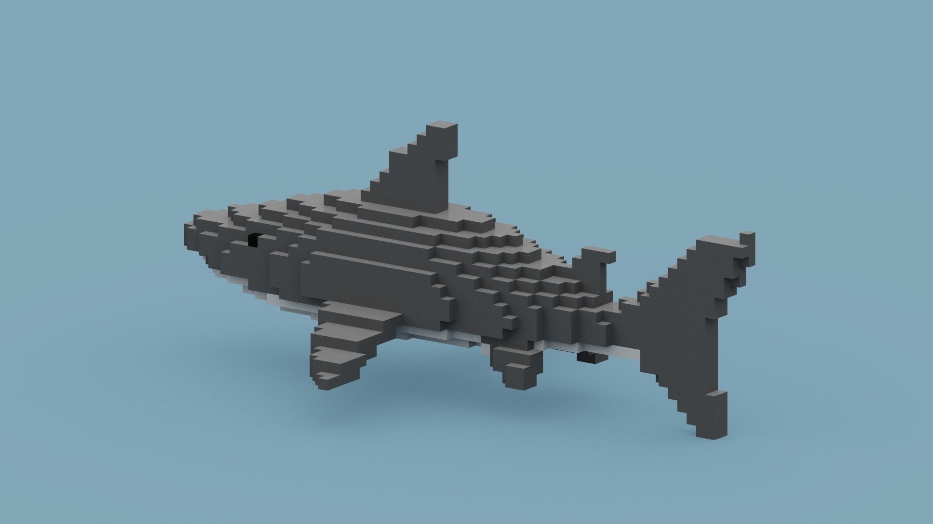 Voxel Shark Low-poly 3D model_6