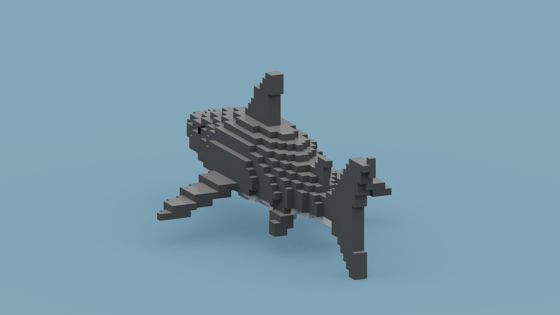 Voxel Shark Low-poly 3D model_7