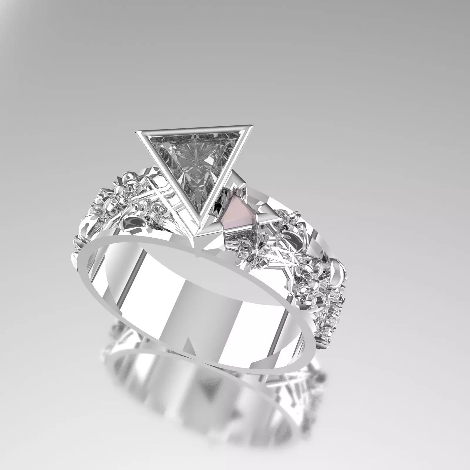 322Nar ring with triangle and stones 3D print model_0