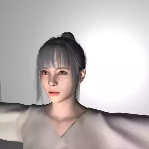 Female character woman full body with dress 3D model