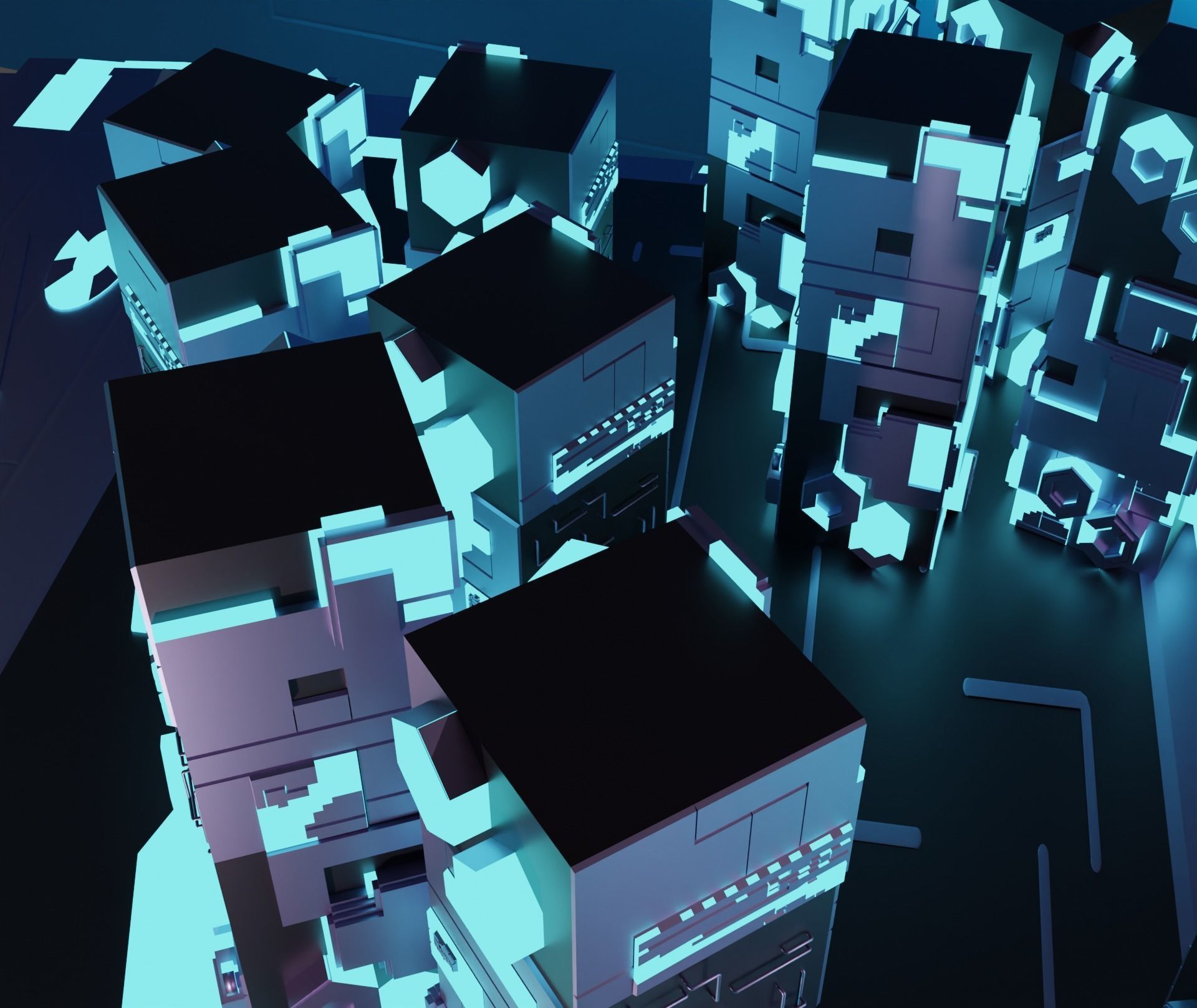 Scifi City Kitbash 3D model_6