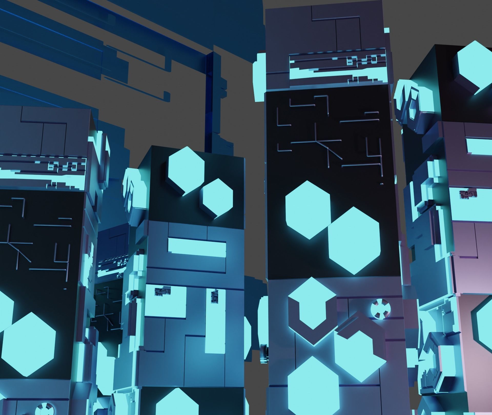 Scifi City Kitbash 3D model_7