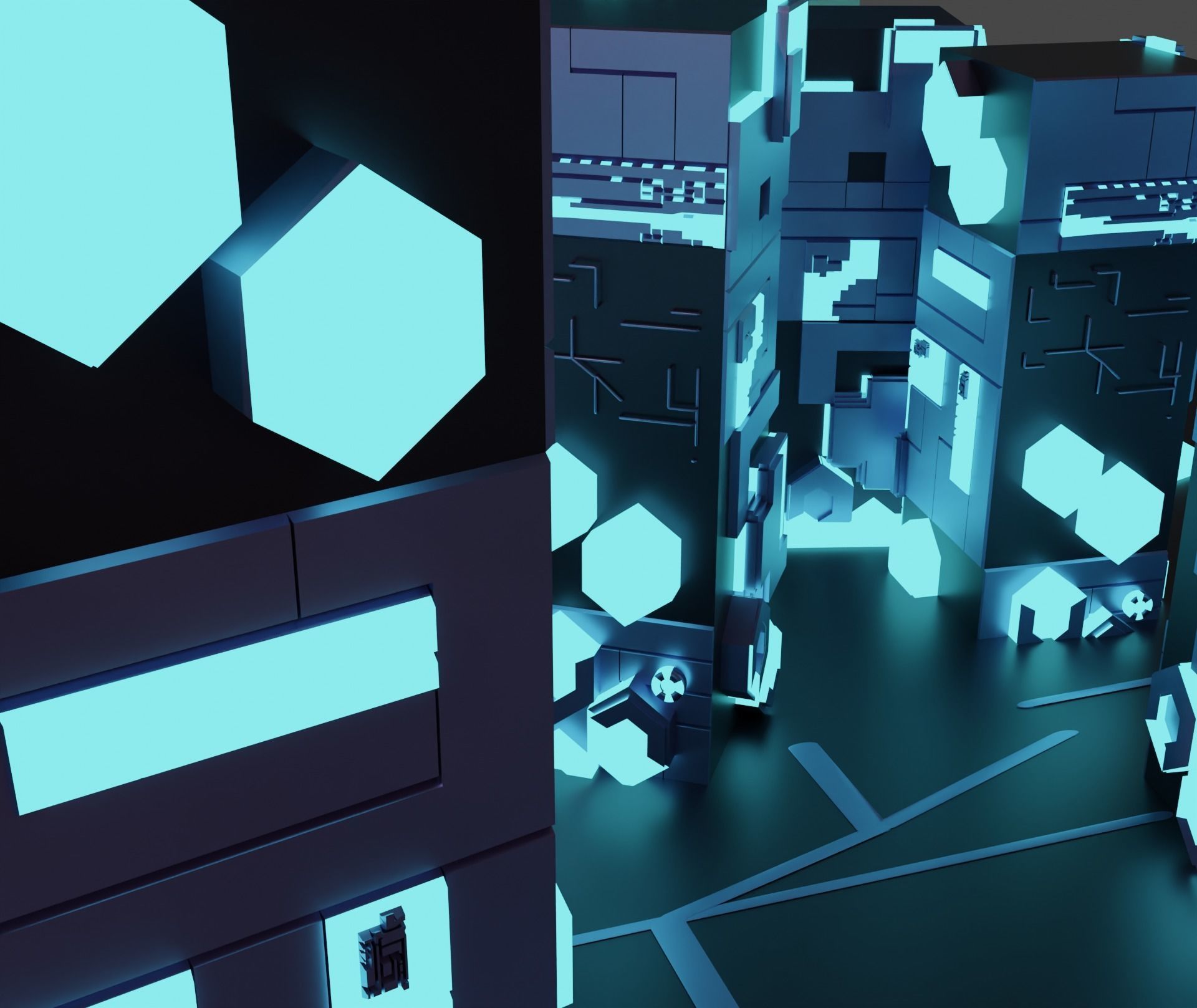 Scifi City Kitbash 3D model_2