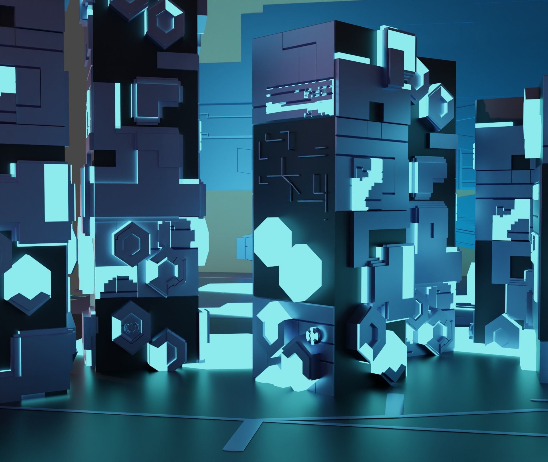 Scifi City Kitbash 3D model_1