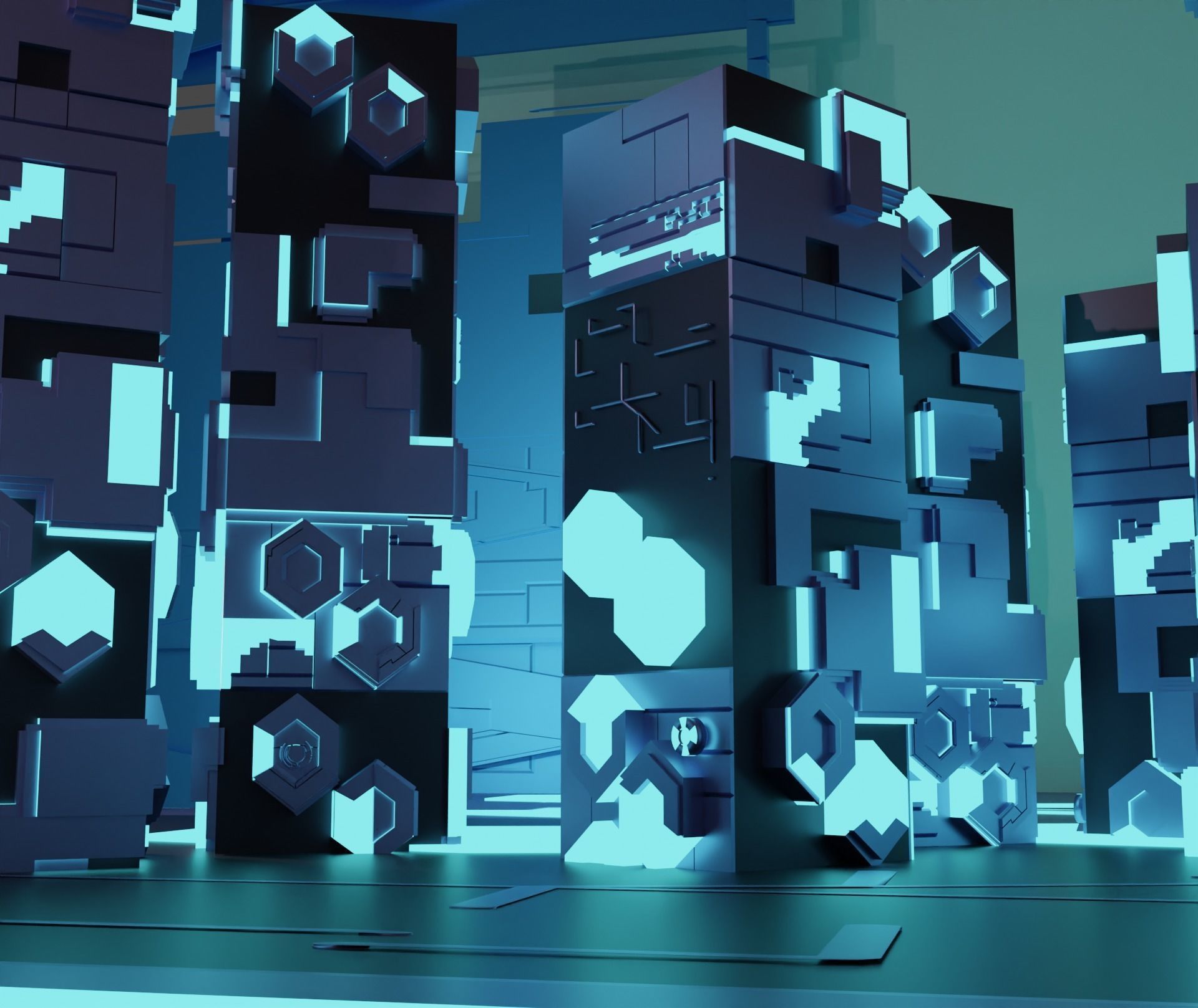 Scifi City Kitbash 3D model_3