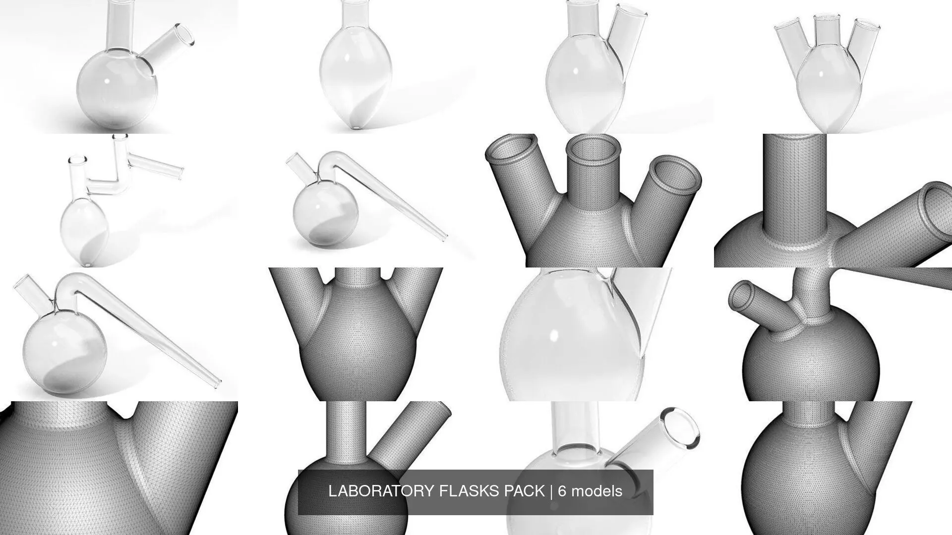 LABORATORY FLASKS PACK 3D Model Collection_0